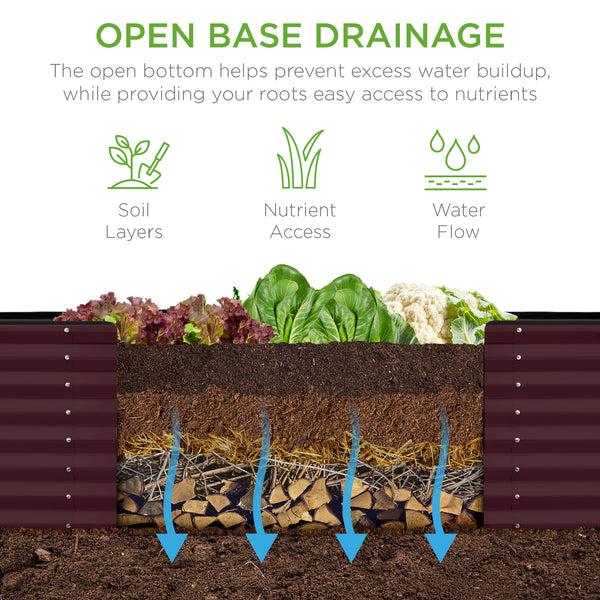 Best Choice Outdoor Metal Raised Garden Bed For Vegetables Flowers Herbs - 8x2x2ft
