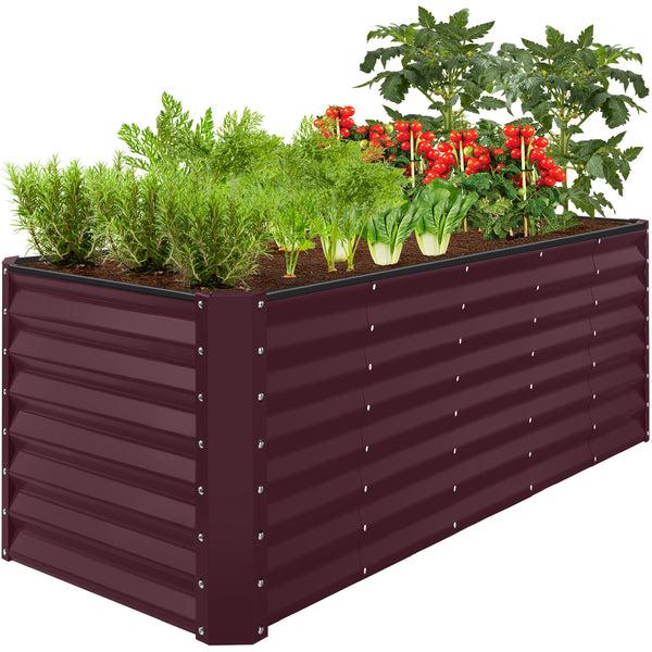 best choice Outdoor Metal Raised Garden Bed for Vegetables Flowers Herbs - 8x2x2ft