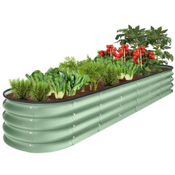 best choice Outdoor Metal Raised Oval Garden Bed for Vegetables Flowers - 8x2x1ft
