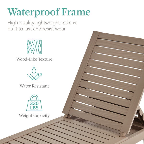 Best Choice Outdoor Patio Lounge Chair Resin Chaise Lounger W/ Seat Cushion 5 Positions