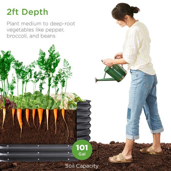 Best Choice Outdoor Raised Metal Oval Garden Bed Planter Box - 4x2x2ft