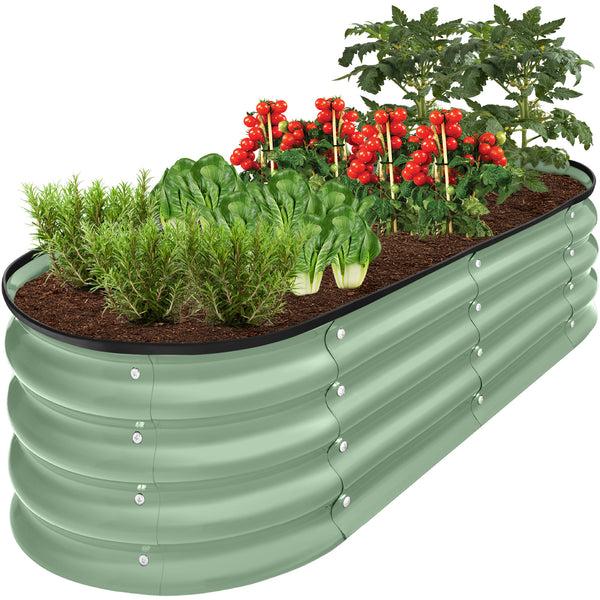 best choice Outdoor Raised Metal Oval Garden Bed Planter Box - 4x2x1ft