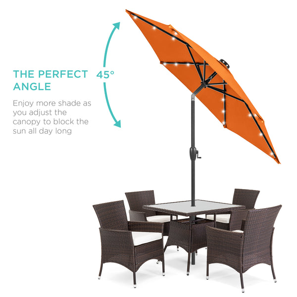 Best Choice Outdoor Solar Patio Umbrella W/ Push Button Tilt Crank Lift - 7.5ft