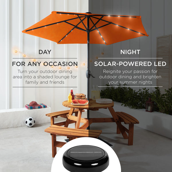 Best Choice Outdoor Solar Patio Umbrella W/ Push Button Tilt Crank Lift - 7.5ft