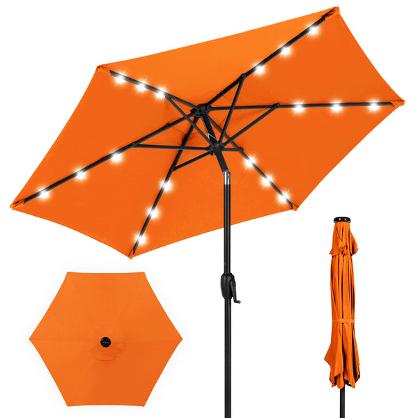 best choice Outdoor Solar Patio Umbrella w/ Push Button Tilt Crank Lift - 7.5ft