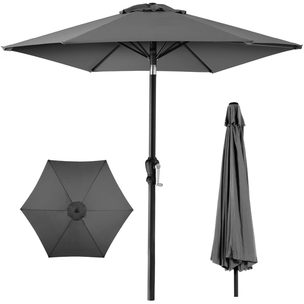 best choice Outdoor Steel Market Patio Umbrella Decoration w/ Tilt Crank Lift - 10ft