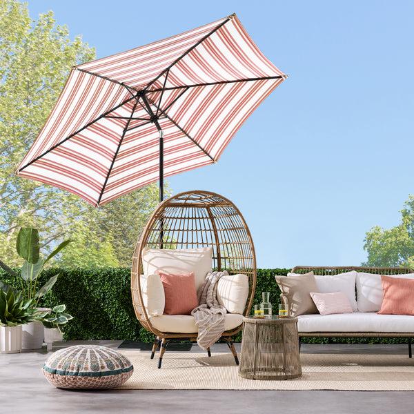 Best Choice Outdoor Steel Striped Market Patio Umbrella W/ Tilt Crank Lift - 10ft