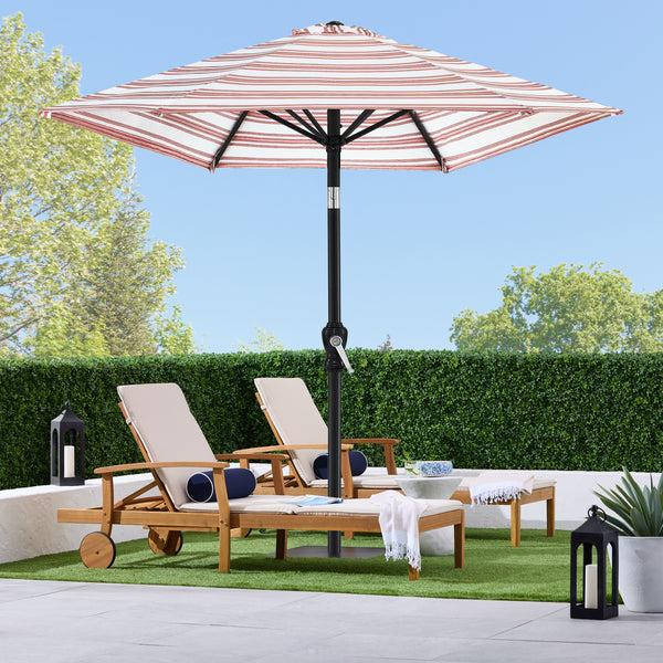Best Choice Outdoor Steel Striped Market Patio Umbrella W/ Tilt Crank Lift - 10ft