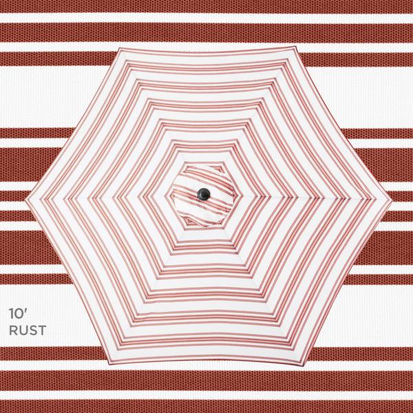 Best Choice Outdoor Steel Striped Market Patio Umbrella W/ Tilt Crank Lift - 10ft
