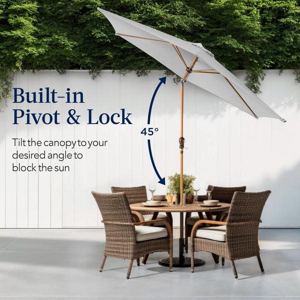 Best Choice Outdoor Woodgrain Pattern Patio Umbrella Decoration W/ Tilt Crank - 10ft