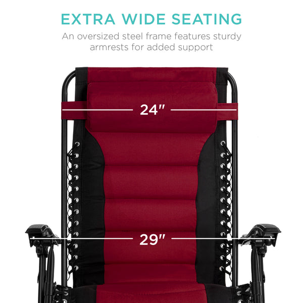 Best Choice Oversized Padded Zero Gravity Chair Folding Recliner W/ Headrest Side Tray