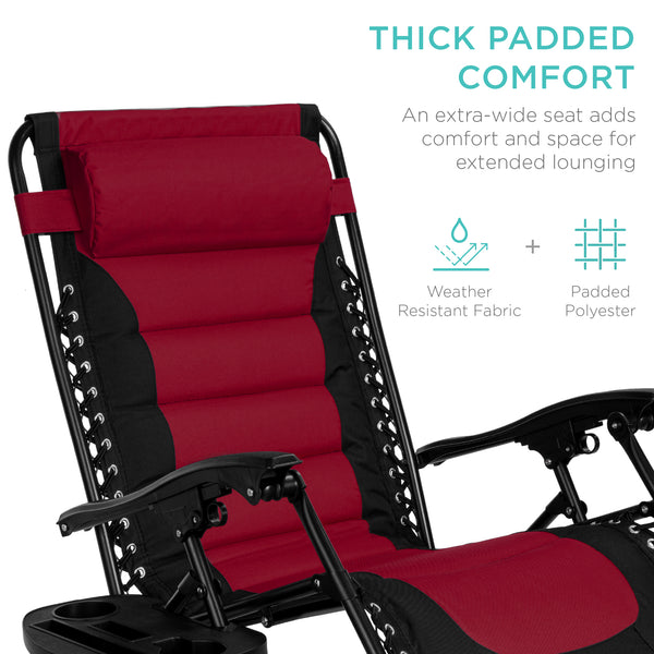 Best Choice Oversized Padded Zero Gravity Chair Folding Recliner W/ Headrest Side Tray