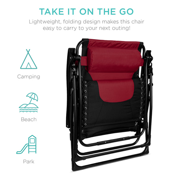 Best Choice Oversized Padded Zero Gravity Chair Folding Recliner W/ Headrest Side Tray