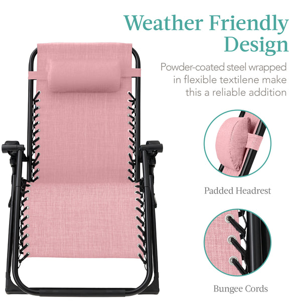 Best Choice Oversized Zero Gravity Chair Folding Outdoor Recliner W/ Removable Cushion