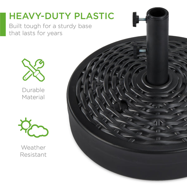 Best Choice Plastic Patio Umbrella Base Pole Holder Accessory W/ Adjustable Knob