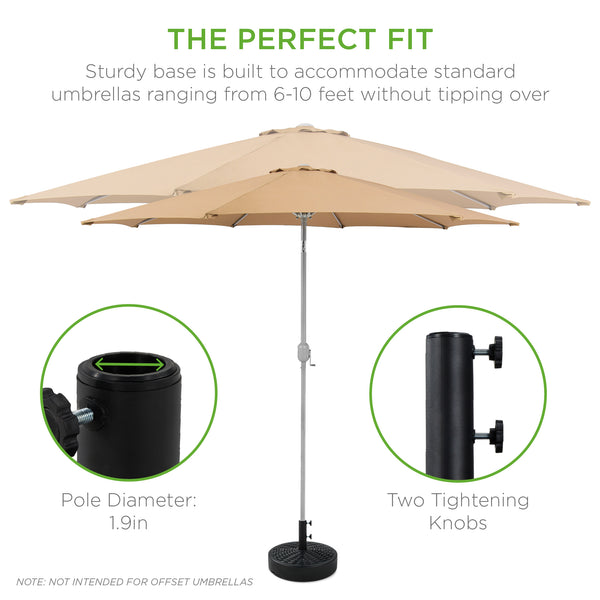 Best Choice Plastic Patio Umbrella Base Pole Holder Accessory W/ Adjustable Knob