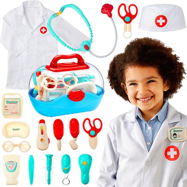 best choice Play Doctor Kit for Kids Boys & Girls w/ 18 Accessories Doctor's Coat Hat
