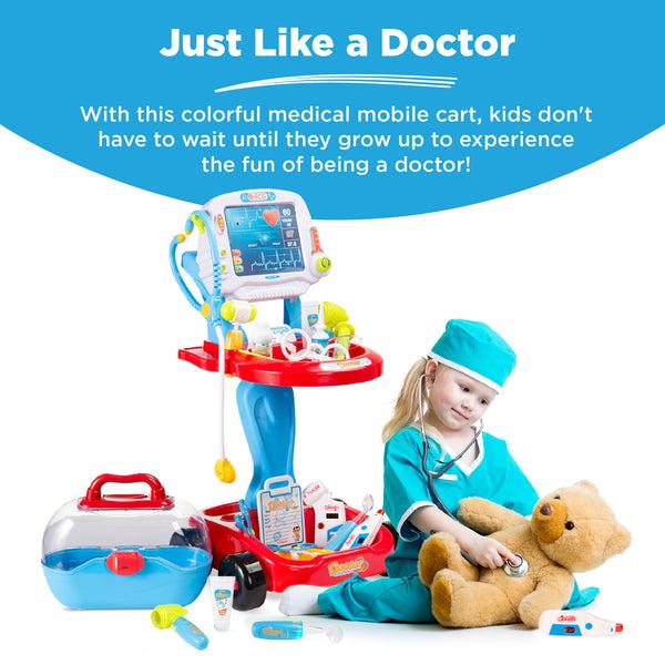 Best Choice Play Doctor Kit For Kids Boys & Girls With 17 Accessories Mobile Cart