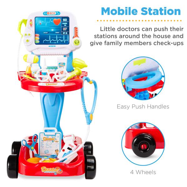 Best Choice Play Doctor Kit For Kids Boys & Girls With 17 Accessories Mobile Cart