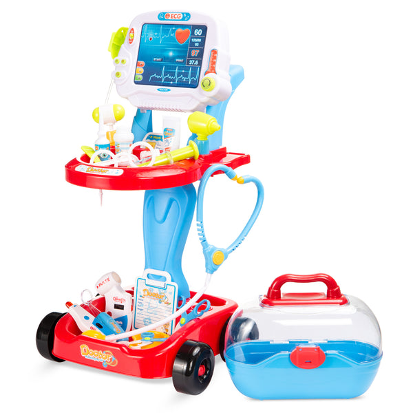 best choice Play Doctor Kit for Kids Boys & Girls with 17 Accessories Mobile Cart