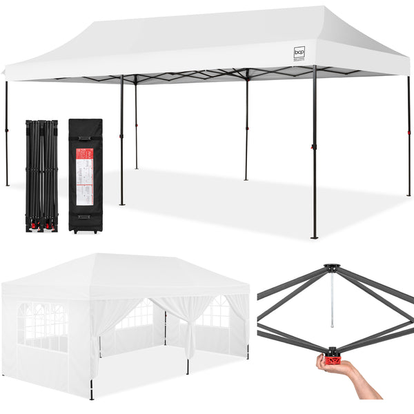 best choice Pop Up Party Tent Canopy w/ 1-Button Easy Setup - 10x20ft