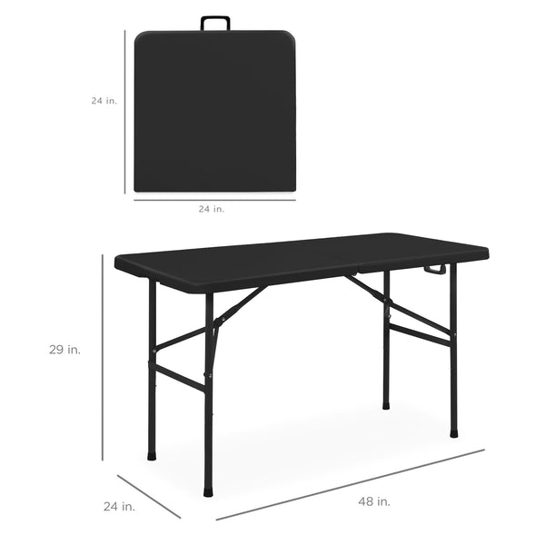 Best Choice Portable Folding Plastic Dining Table W/ Handle Lock - 4ft