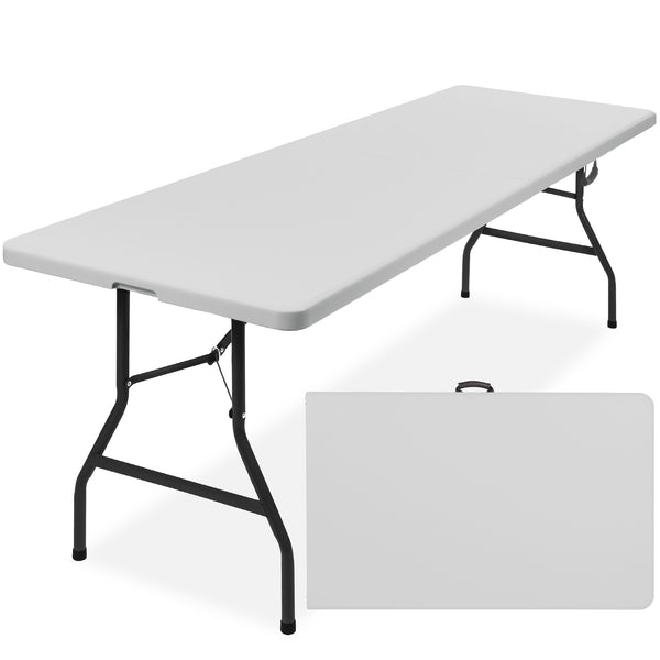 best choice Portable Folding Plastic Dining Table w/ Handle Lock - 8ft