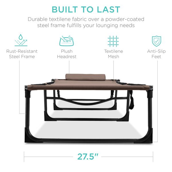 Best Choice Portable Patio Chaise Lounge Chair Outdoor Recliner W/ Pillow