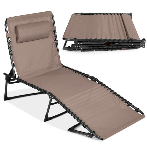 best choice Portable Patio Chaise Lounge Chair Outdoor Recliner w/ Pillow