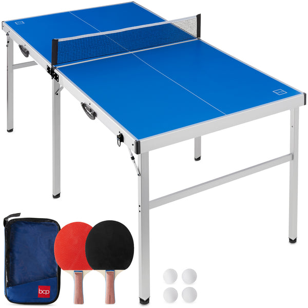 best choice Portable Ping Pong Table Tennis Game Set w/ Paddles Balls - 6x3ft