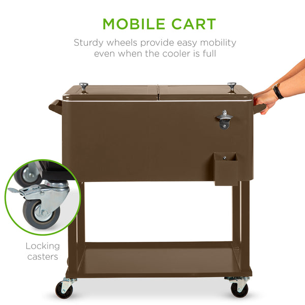 Best Choice Portable Rolling Cooler Cart W/ Bottle Opener Catch Tray - 80qt