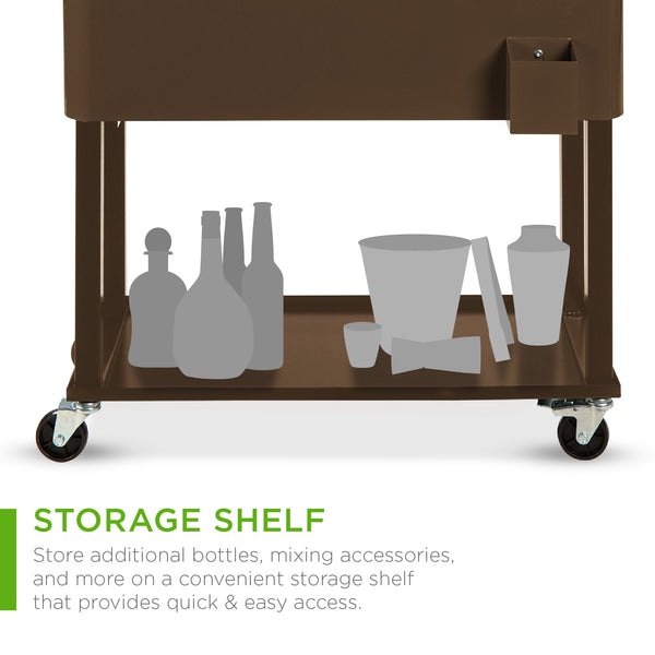 Best Choice Portable Rolling Cooler Cart W/ Bottle Opener Catch Tray - 80qt