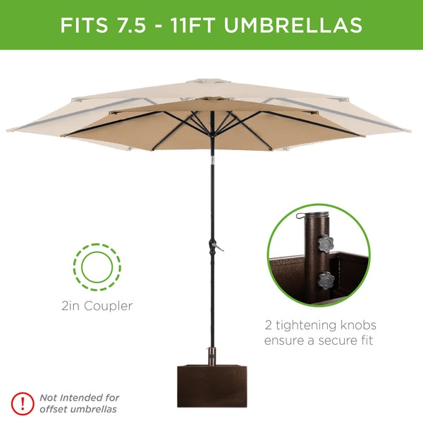 Best Choice Portable Steel Umbrella Base Stand Up To 150 Lbs W/ Fillable Planter Wheels