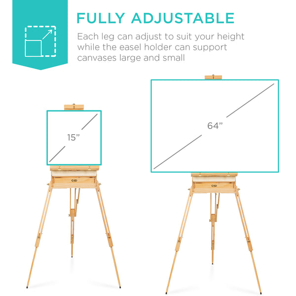 Best Choice Portable Wooden French Easel W/ 32pc Beginners Kit