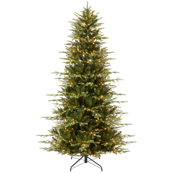 best choice Pre-Lit Artificial Aspen Slim Noble Fir Christmas Tree w/ Metal Stand