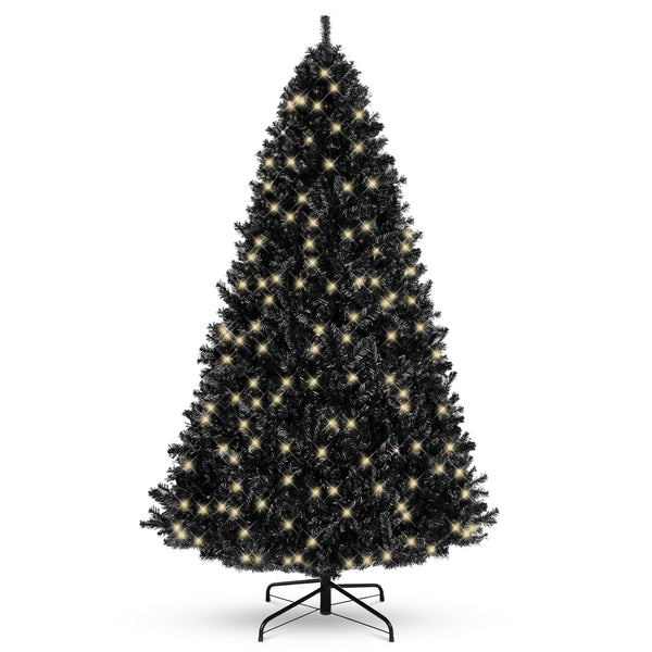 best choice Pre-Lit Artificial Black Christmas Tree w/ Incandescent Lights Metal Stand