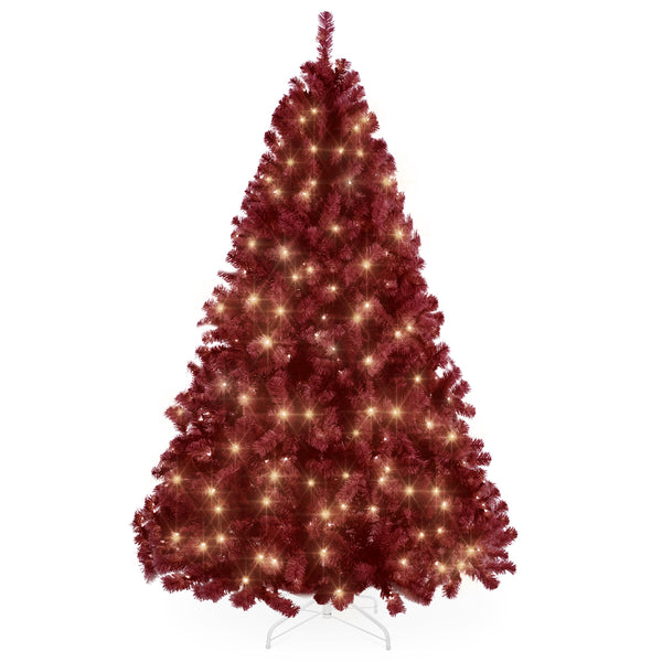 best choice Pre-Lit Artificial Burgundy Christmas Tree w/ Incandescent Lights