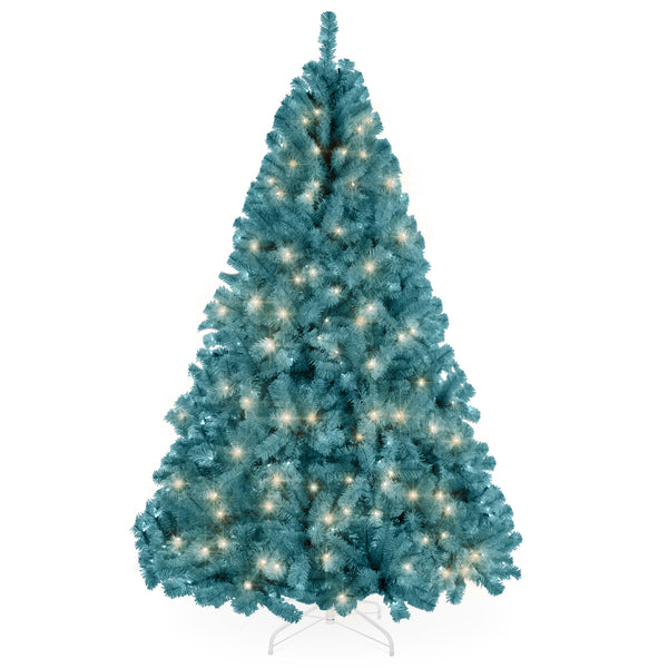best choice Pre-Lit Artificial Peacock Blue Christmas Tree w/ Incandescent Lights