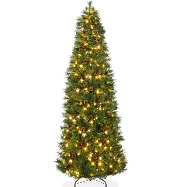 best choice Pre-Lit Artificial Scotch Pine Pencil Christmas Tree w/ Metal Stand