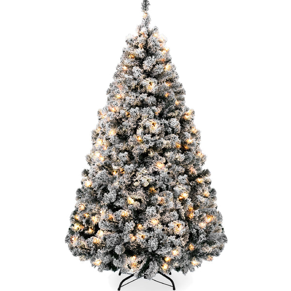 best choice Pre-Lit Black Flocked Artificial Pine Christmas Tree w/ White Lights