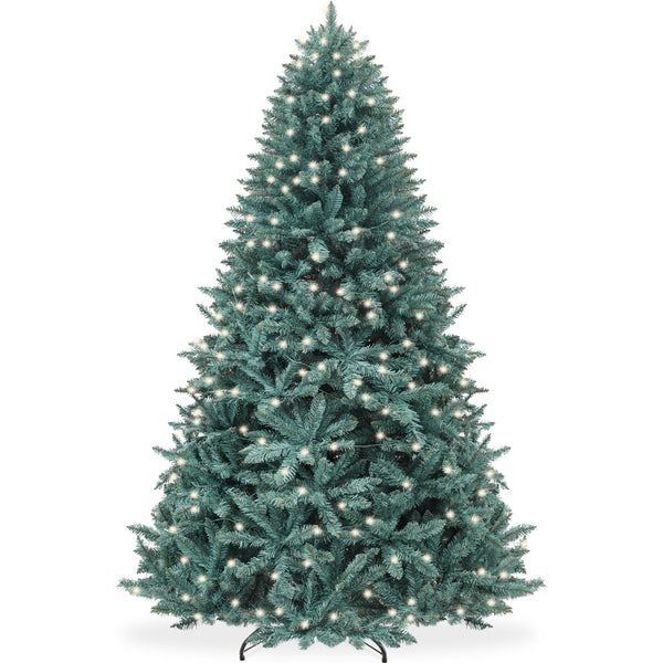 best choice Pre-Lit Blue Spruce Christmas Tree w/ Foldable Base Incandescent Lights