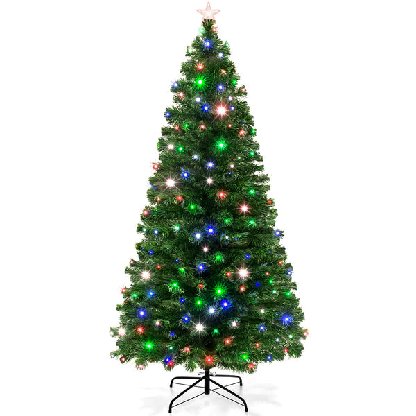 best choice Pre-Lit Fiber Optic Pine Christmas Tree w/ Multicolor & LED Lights
