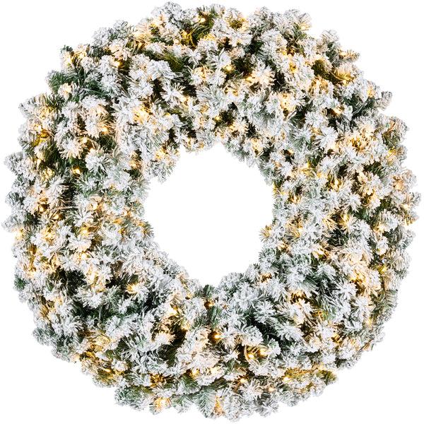 best choice Pre-Lit Flocked Artificial Fir Christmas Wreath w/ 2-in-1 LED Lights