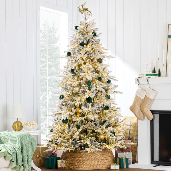 best choice Pre-Lit Flocked Full Aspen Christmas Tree w/ 2-in-1 Twinkling Micro LEDs