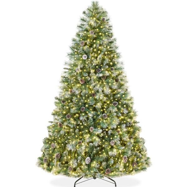 best choice Pre-Lit Frosted Artificial Scotch Pine Christmas Tree w/ Metal Stand