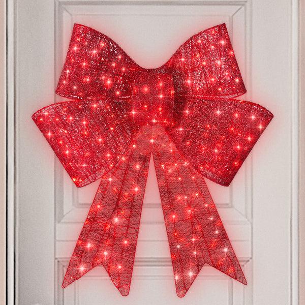 best choice Pre-Lit Large Christmas Bow Decoration Holiday Decor w/ 8 Functions