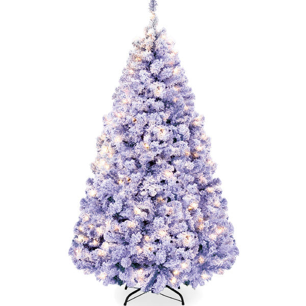 best choice Pre-Lit Lavender Flocked Artificial Pine Christmas Tree w/ White Lights
