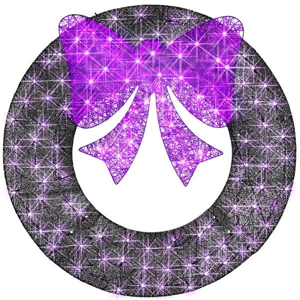 best choice Pre-Lit Outdoor Christmas Wreath LED Metal Holiday Decor w/ Bow - 36in