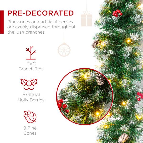 Best Choice Pre-Lit Pre-Decorated Garland W/ PVC Branch Tips 50 Lights - 9ft