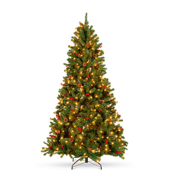 best choice Pre-Lit Pre-Decorated Spruce Christmas Tree w/ Pine Cones Berries